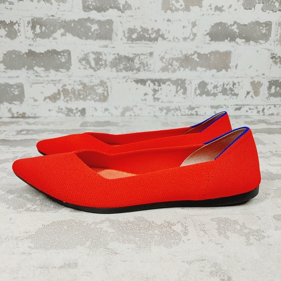 NEW Rothy's The Flat Red Knit Pointy Toe Slip On Loafers W183